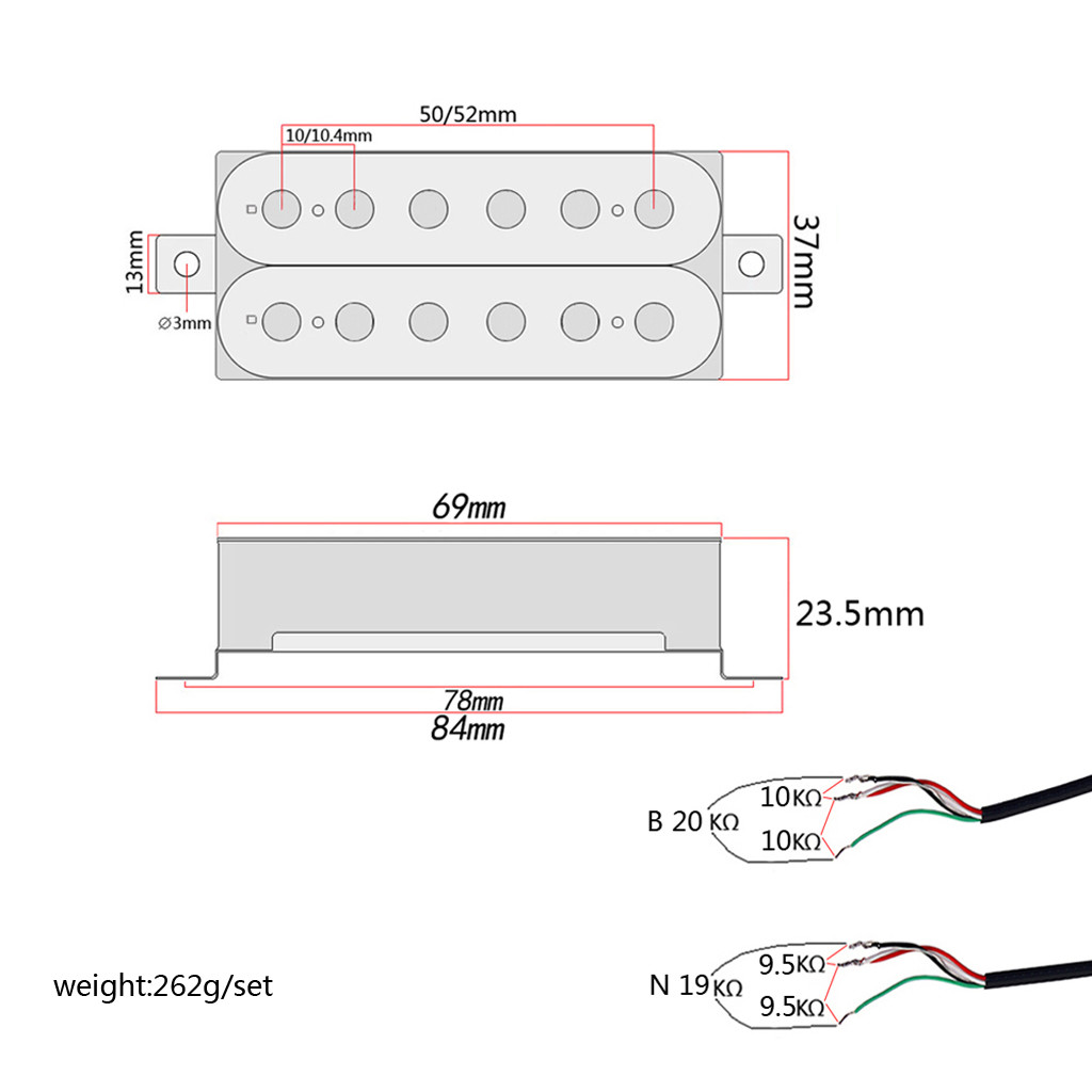 Plastic Feather LP Electric Guitar Pickup Double Coil Humbucker 19kΩ Neck /20kΩ Bridge