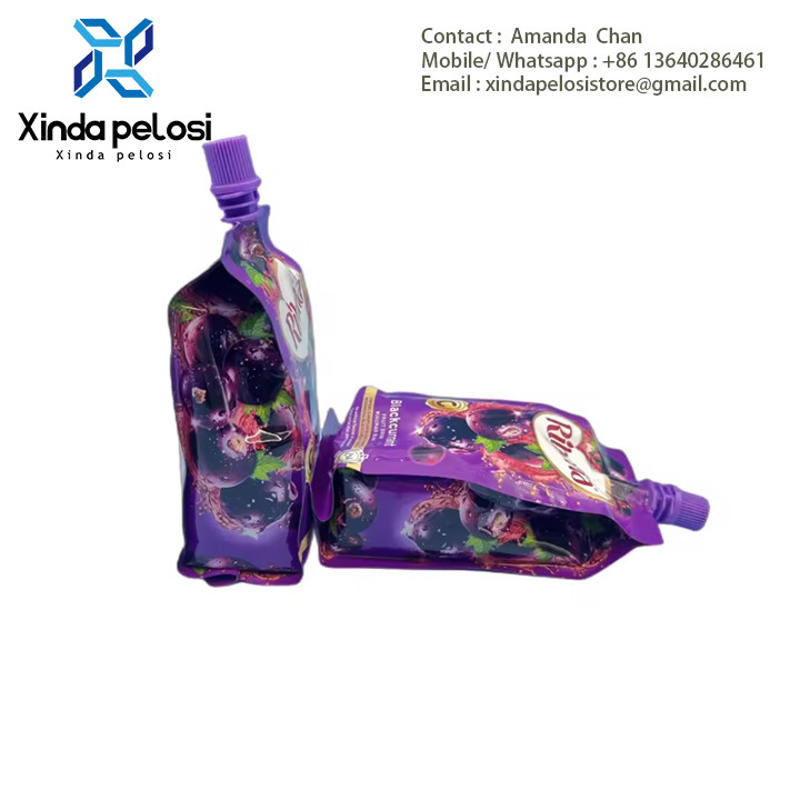 Custom Laminated Printing Juice Stand Up Plastic Water Spout Pouch For Liquid Packaging