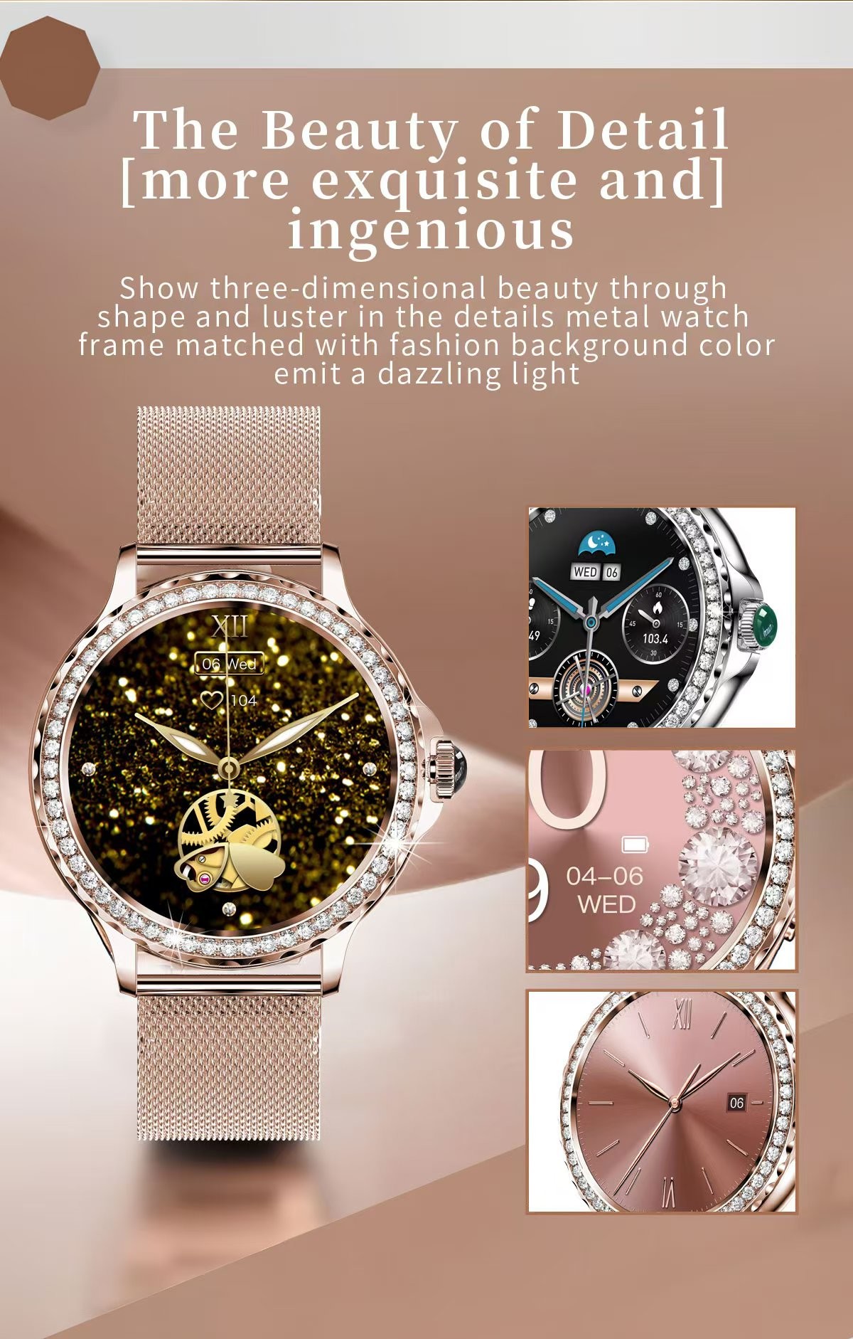 NX19 Waterproof Smart Watch Fitness Tracker 1.3 Inch Round Smartwatch For Ladies