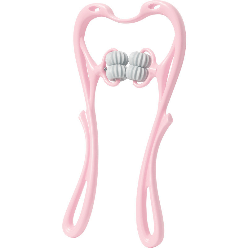 PP and TPR material neck massager blue and pink color easy use six wheel neck and shoulder massager