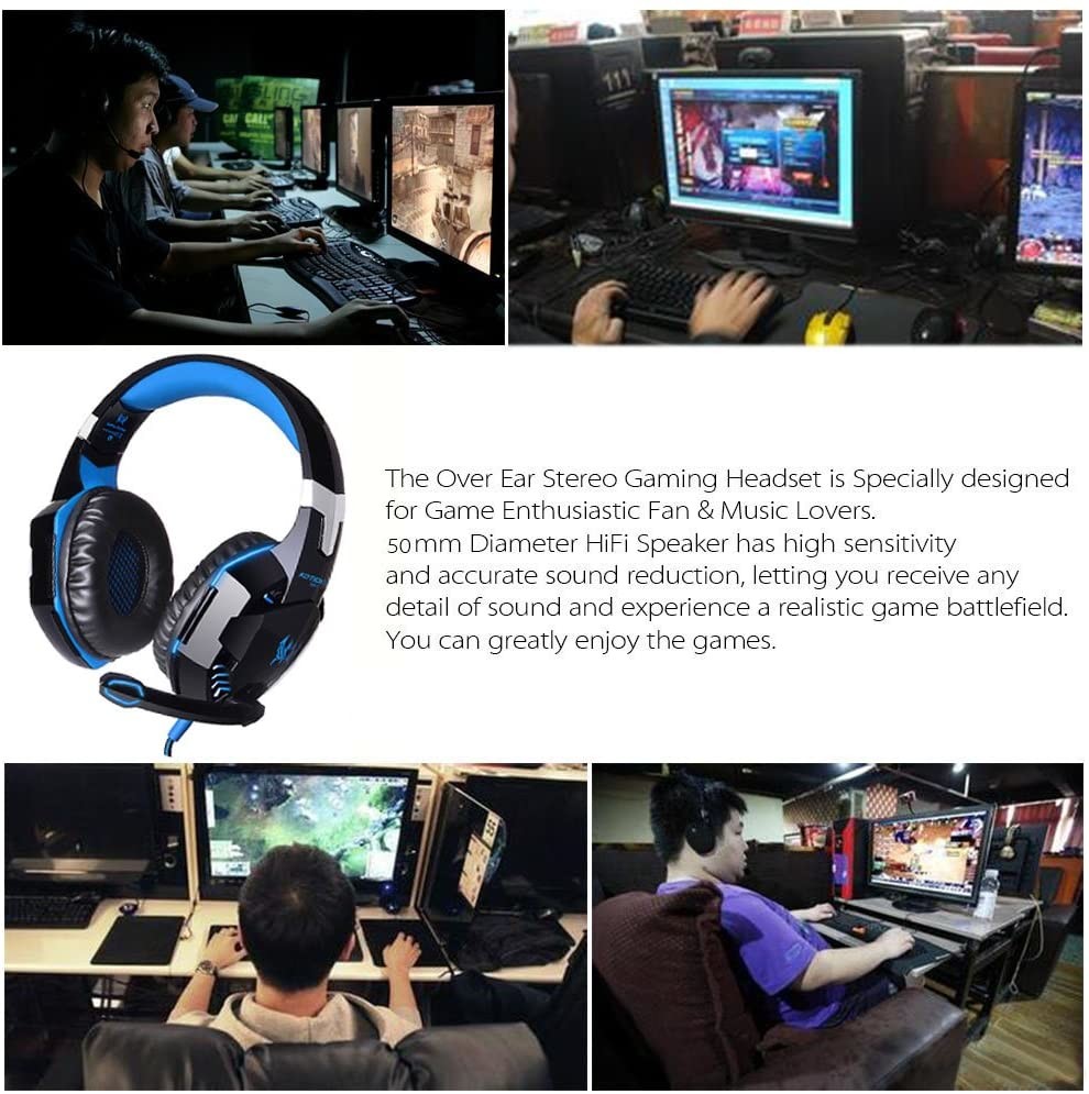 Over Ear Stereo G2000 2.2kohm 117dB Wired Gaming Headphone