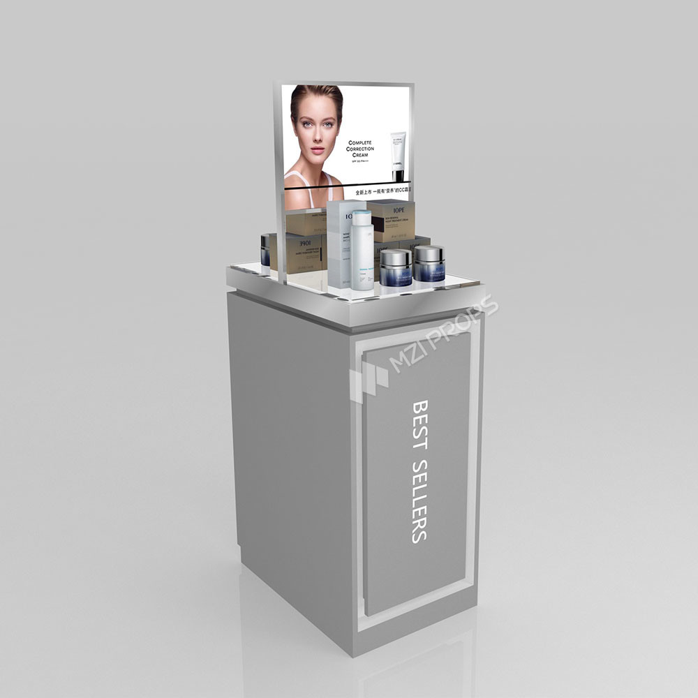 GDR11-ZD01-E Cosmetics Retail Display with LED Light Strips and Gray Glass for Retail Stores