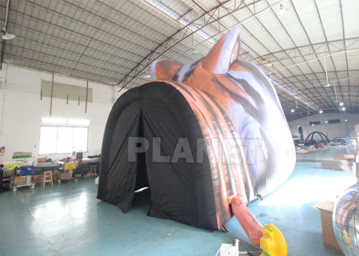 Advertising Giant Inflatable Tiger Head Tunnel Sport Football Tunnel Entrance With Air Blower For Event