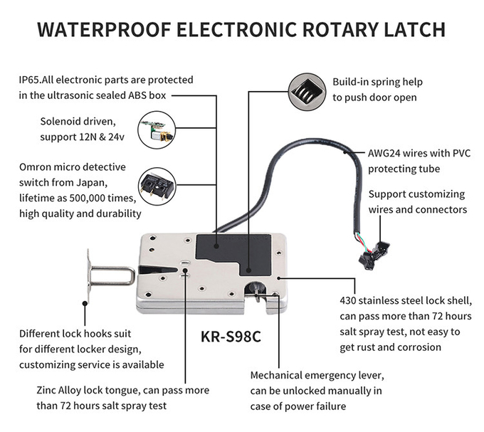 Electronic Solenoid Metal Locker Lock 24V 430 Stainless Steel Remote Control