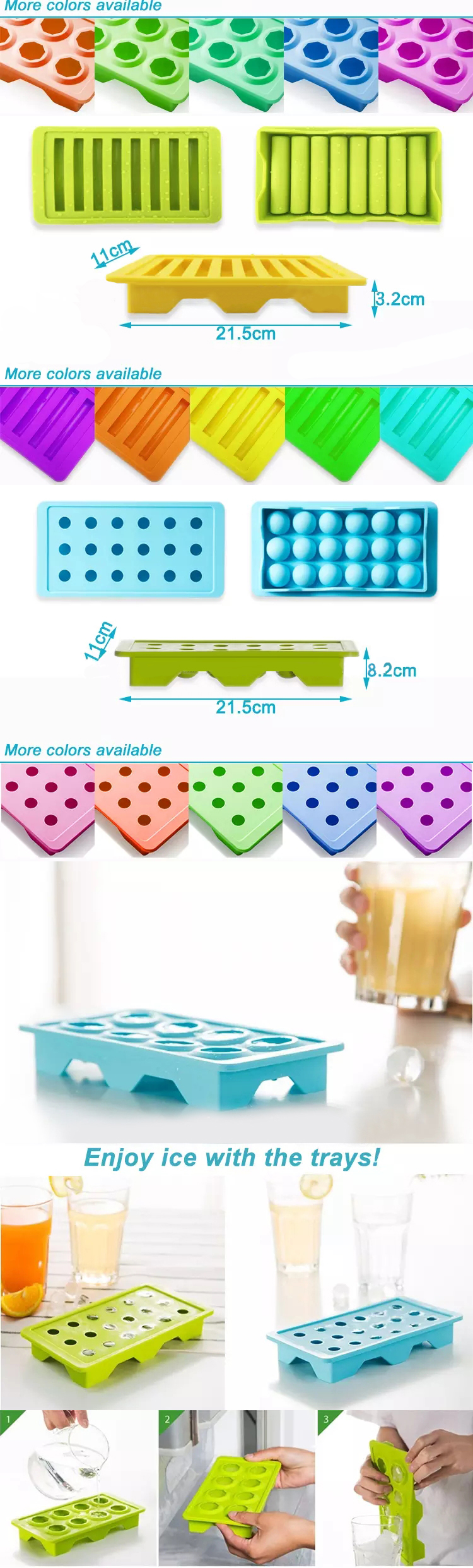 Wholes Custom Bpa Free FDA diamond Silicone Mini Ice Tube Tray