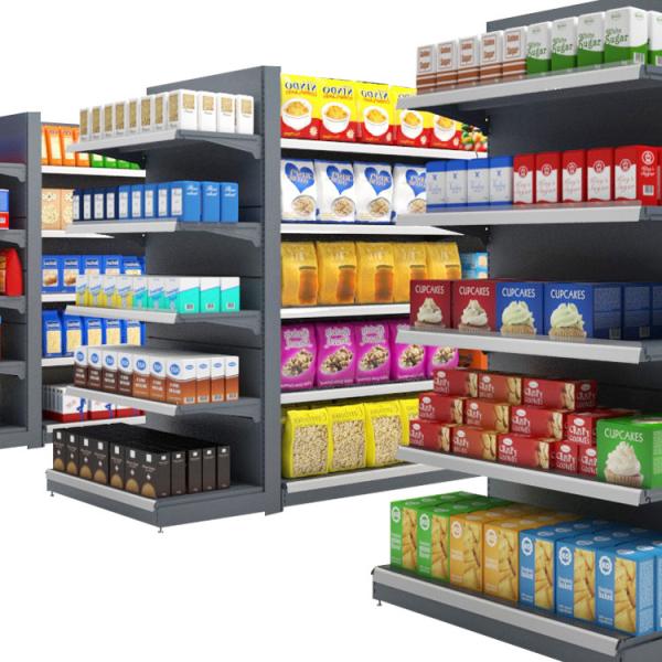 Supermarket Retail Store Double Sided Gondola Display Shelving Convenience Store