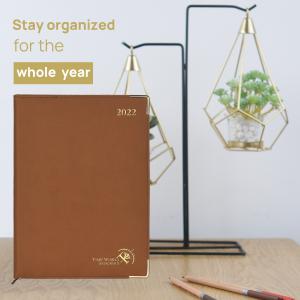 Annual Planner Brown Vertical Layout with Hourly Schedule And Corners for Easy