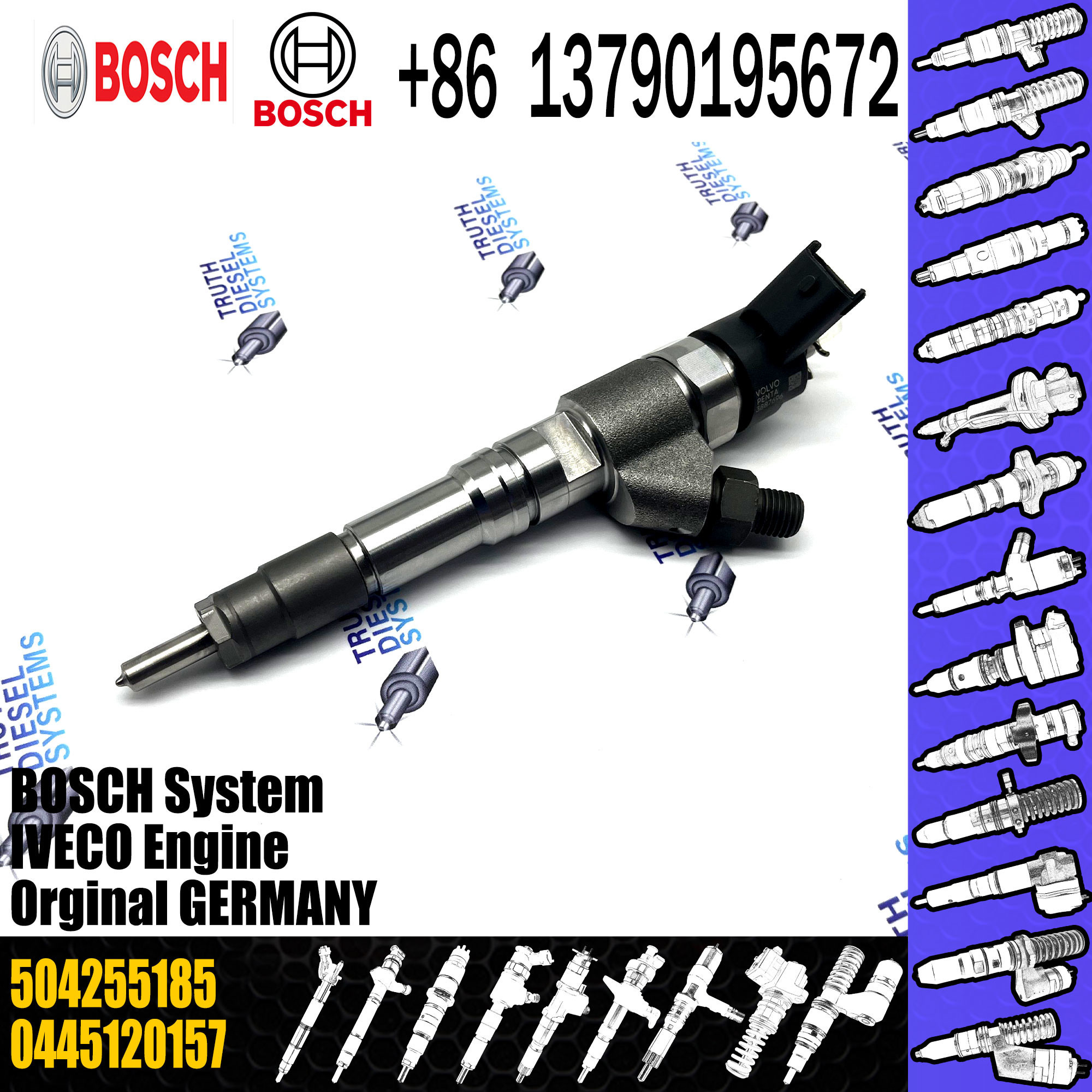 Diesel Injector 0445120157 Common Rail Sprayer 0 445 120 157 Nozzle 0445 120 157 For SAIC-IVECO HONGYAN 504255185