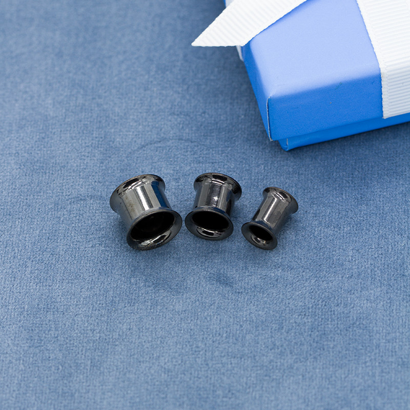 Silver Foil Insert Ear Plug Tunnels Double Flare 316 Steel 2G