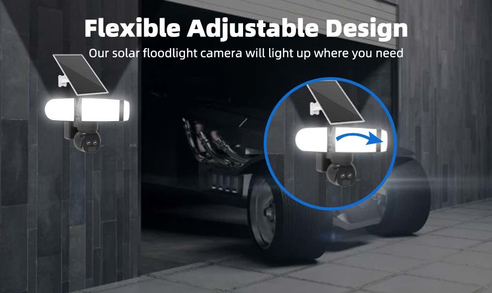 6500K 1500 Lumens Solar Floodlight Camera 15M PIR Distance 90 Degree Viewing Angle