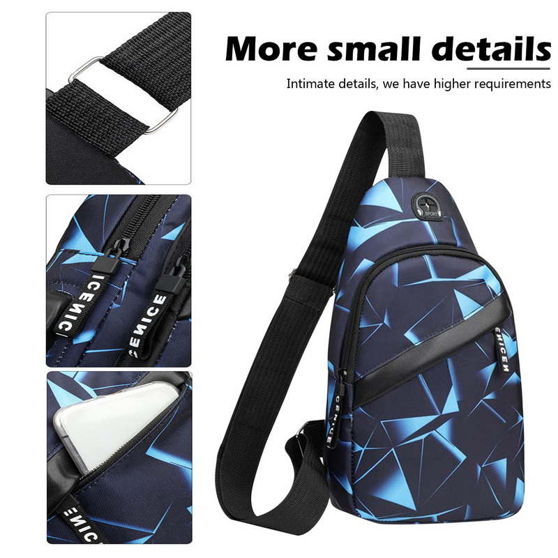 Men Anti Theft Chest Bag Short Trip Messengers Bags USB Charging Crossbody