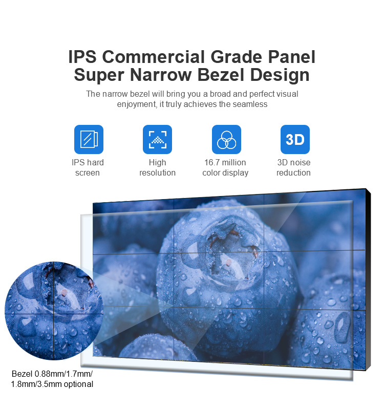 3.5mm LCD TV Creative Video Wall 550cd/M2 55 Inch For Meeting