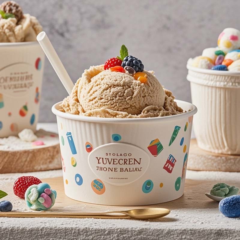 Disposable Food Grade Packaging Biodegradable Ice Cream Wrapping Paper Bowl Paper Cup