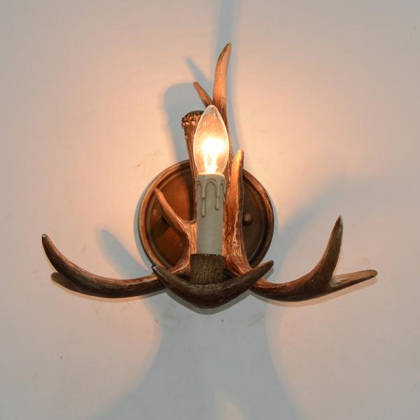 Antique deer antler wall lamp in restaurant bedroom vintage resin wall sconce