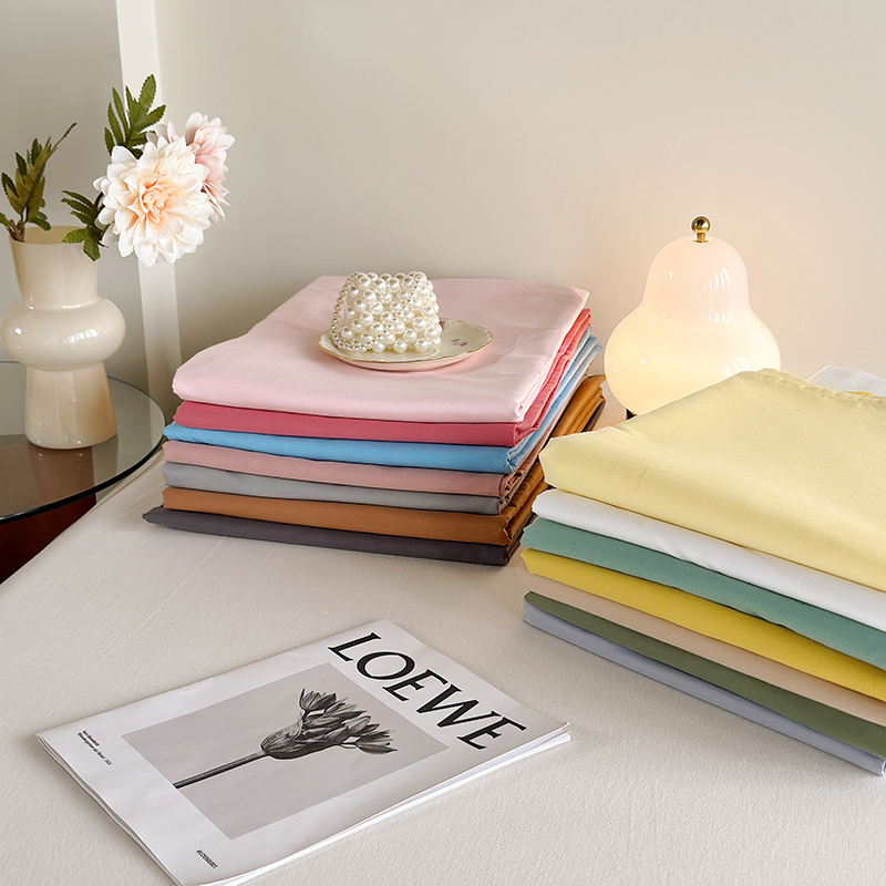 Customized Pure Cotton 60S 200TC Bed Linen Solid Color 133*72 Bed Sheet Set for Home Hotel