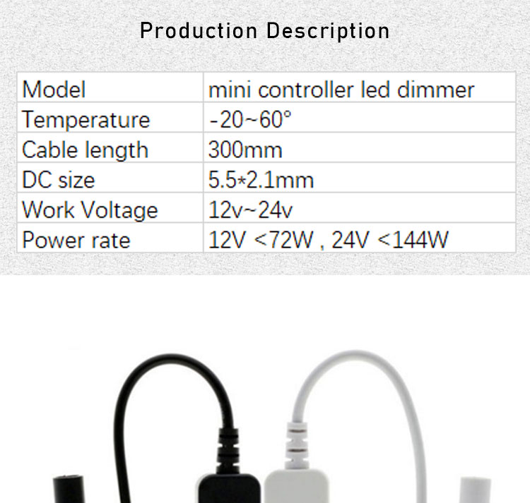 12v 24v Touch Controller Male to Female DC 5.5x2.1mm on off Dimmer Switch for LED Strip Lights