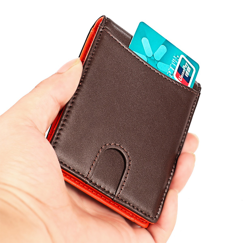 Package Weight 0.1kg Custom Bifold Genuine Leather Wallet with Money Clip and Slots