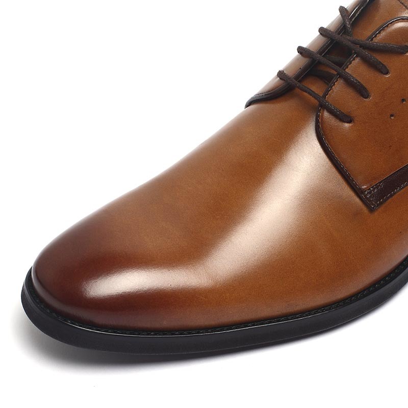 Breathable Brown Lace Up Mens Leather Dress Shoes
