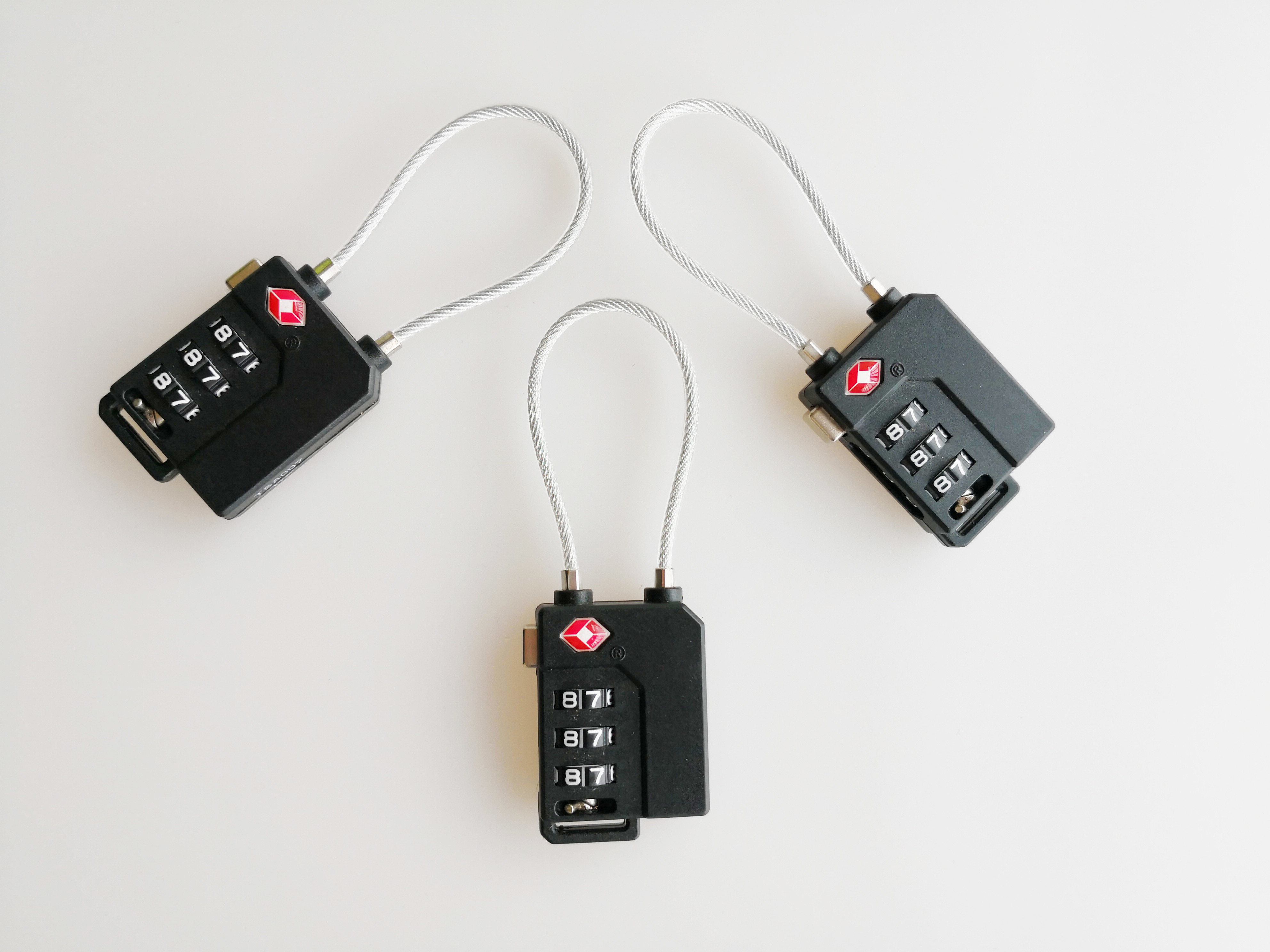 Zinc Alloy TSA Cable Lock / TSA 320 3 Number Combination Cable Lock 80g
