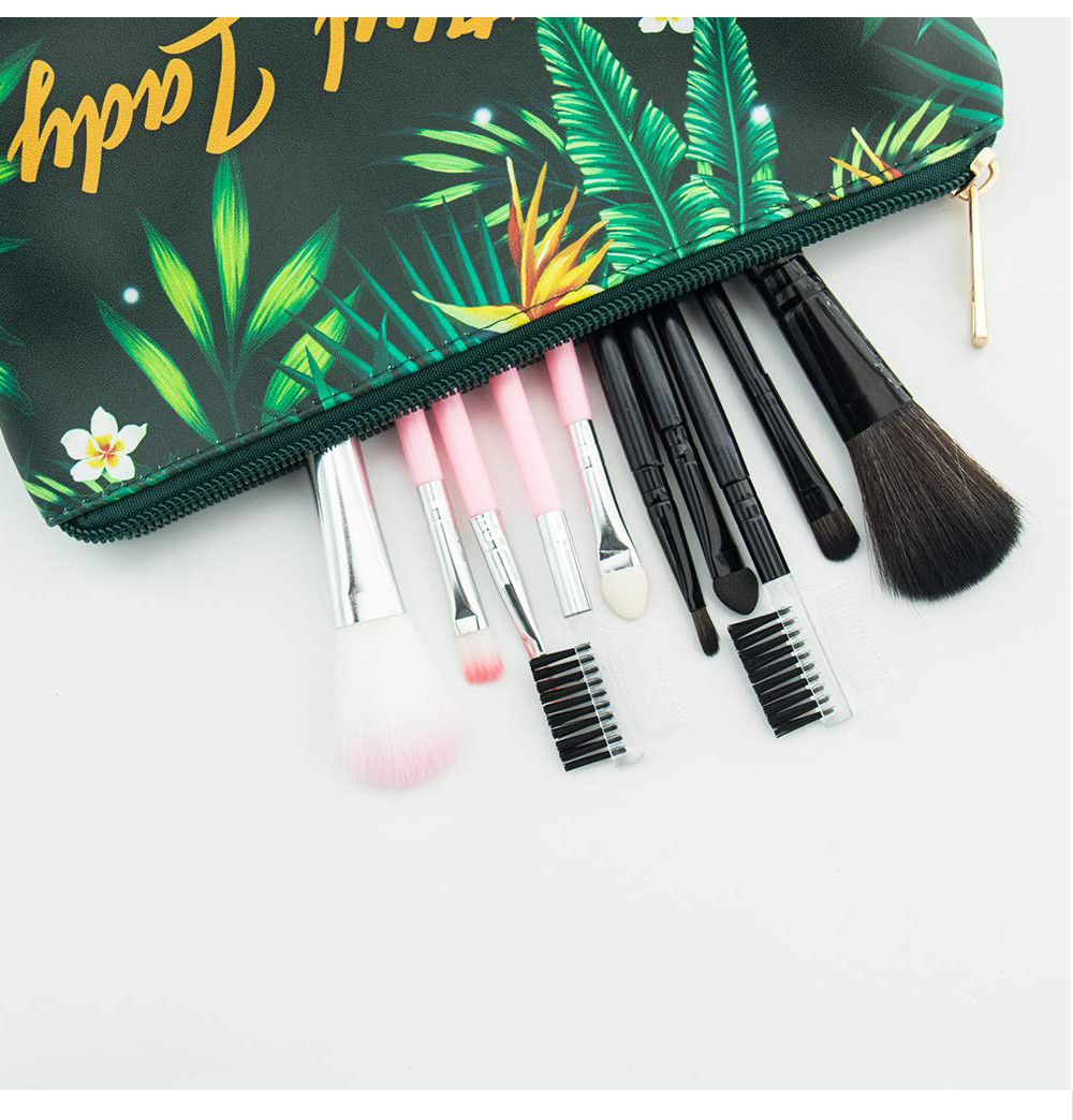 Girls Green Plant Polyester Makeup Bag Organizer