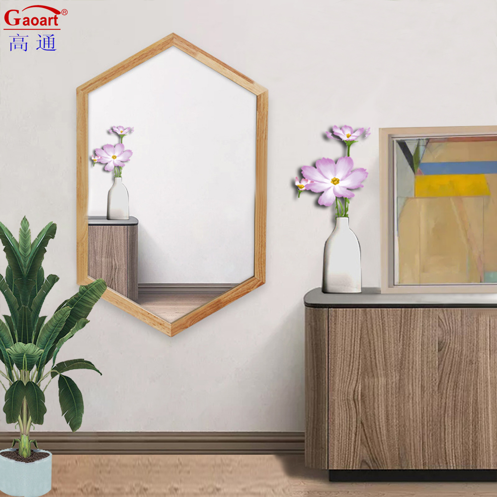 Customized Size Wooden Frame Modern Wall Mirror for Home Bathroom Antique Decor