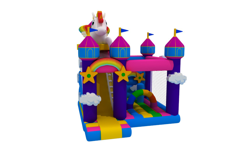 Kids And Adult Carton Inflatable Bounce House Combo Slide With Pool inflatable unicorn combo