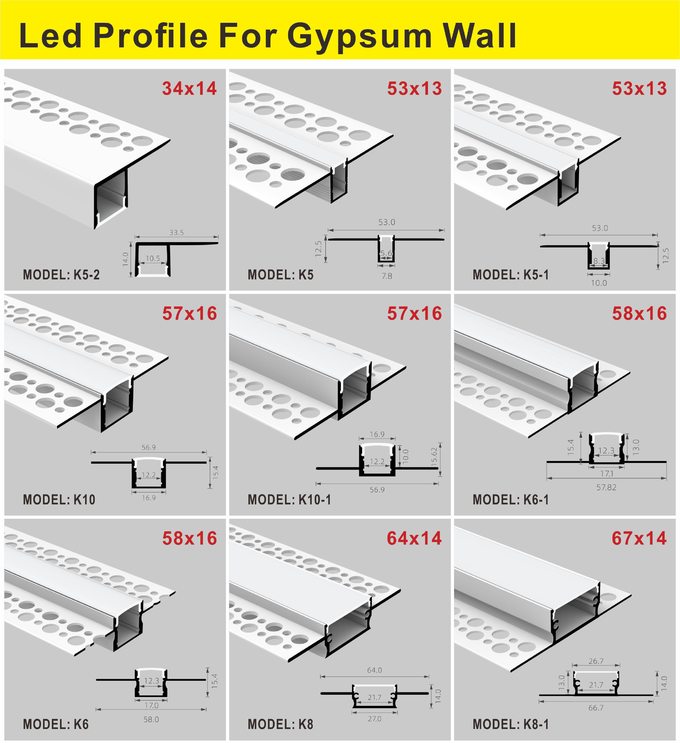 Pc Diffuser 6063 Aluminum Led Plasterboard Profile Ceiling Recessed Linear Trunking Light Fitting