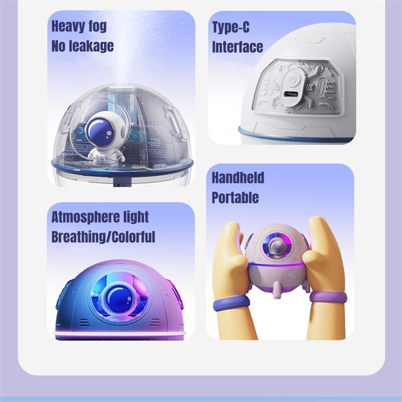 Wholesale Cute Design Space Capsule Humidifier USB Rechargeable Mini Portable Ultrasonic Air Humidifier With Led Light