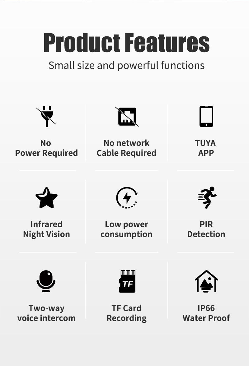 Glomarket Smart Home Wifi Wireless Camera Low Power 3MP Solar Battery Hd Night Vision WIFI Baby Audio Monitor Camera