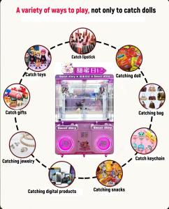  120W Coin Operated Claw Crane Machine Colorful Electronic Claw Toy Grabber Machine Manufactures