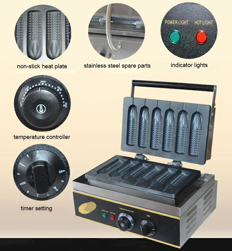 Electric Muffin Crispy Hot Dog Machine Snack Bar Equipment 220V~240V