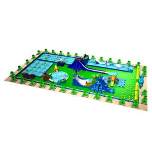 Fireproof Huge Inflatable Water Park With Slide And Pool High Security
