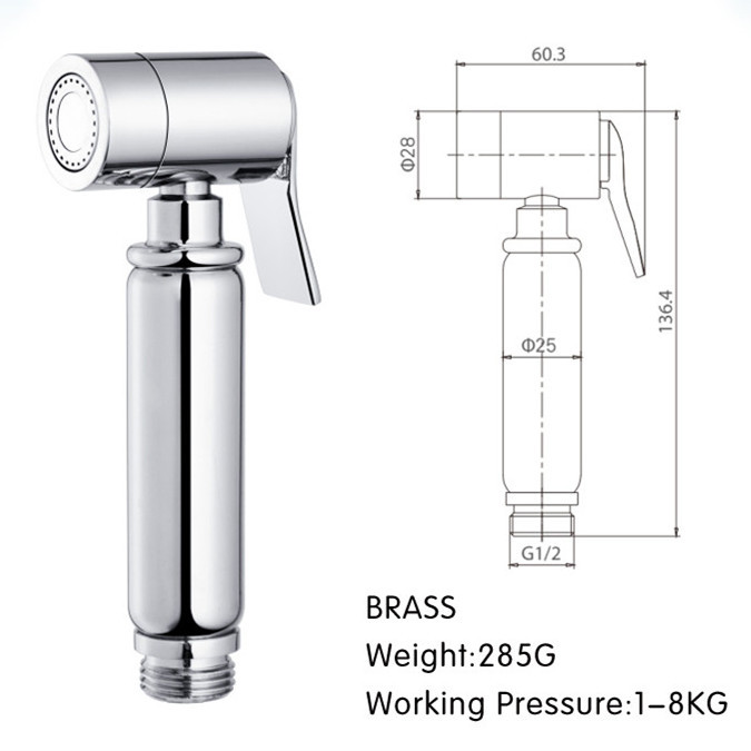 Wall Mounted Round 288g 5kg Toilet Hand Bidet