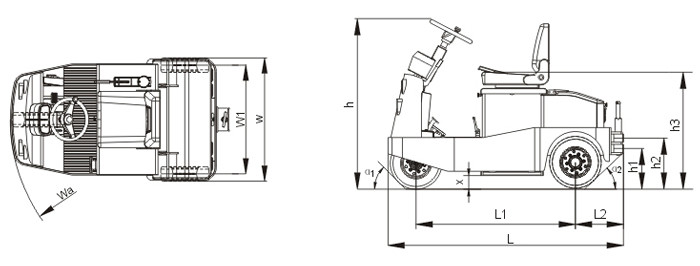 Full AC System Electric Tow Tractor 2 Ton High Range Steering Design