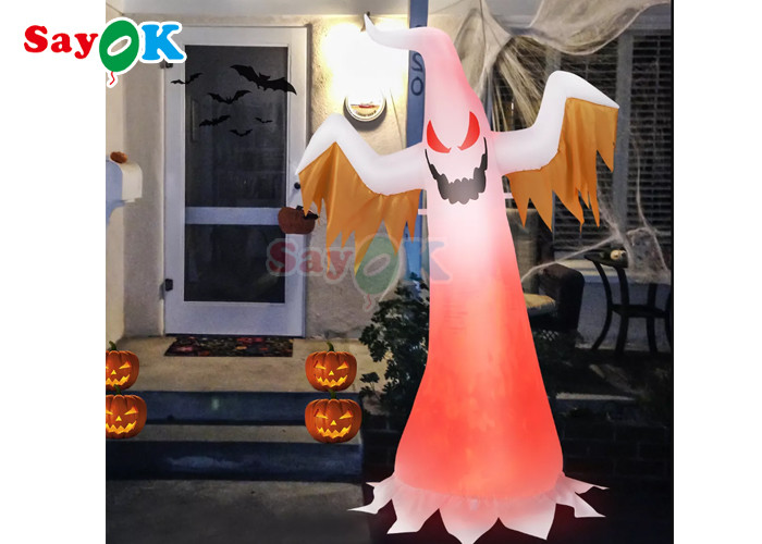 LED Decoration Inflatable Ghost Halloween White With Red Eyes