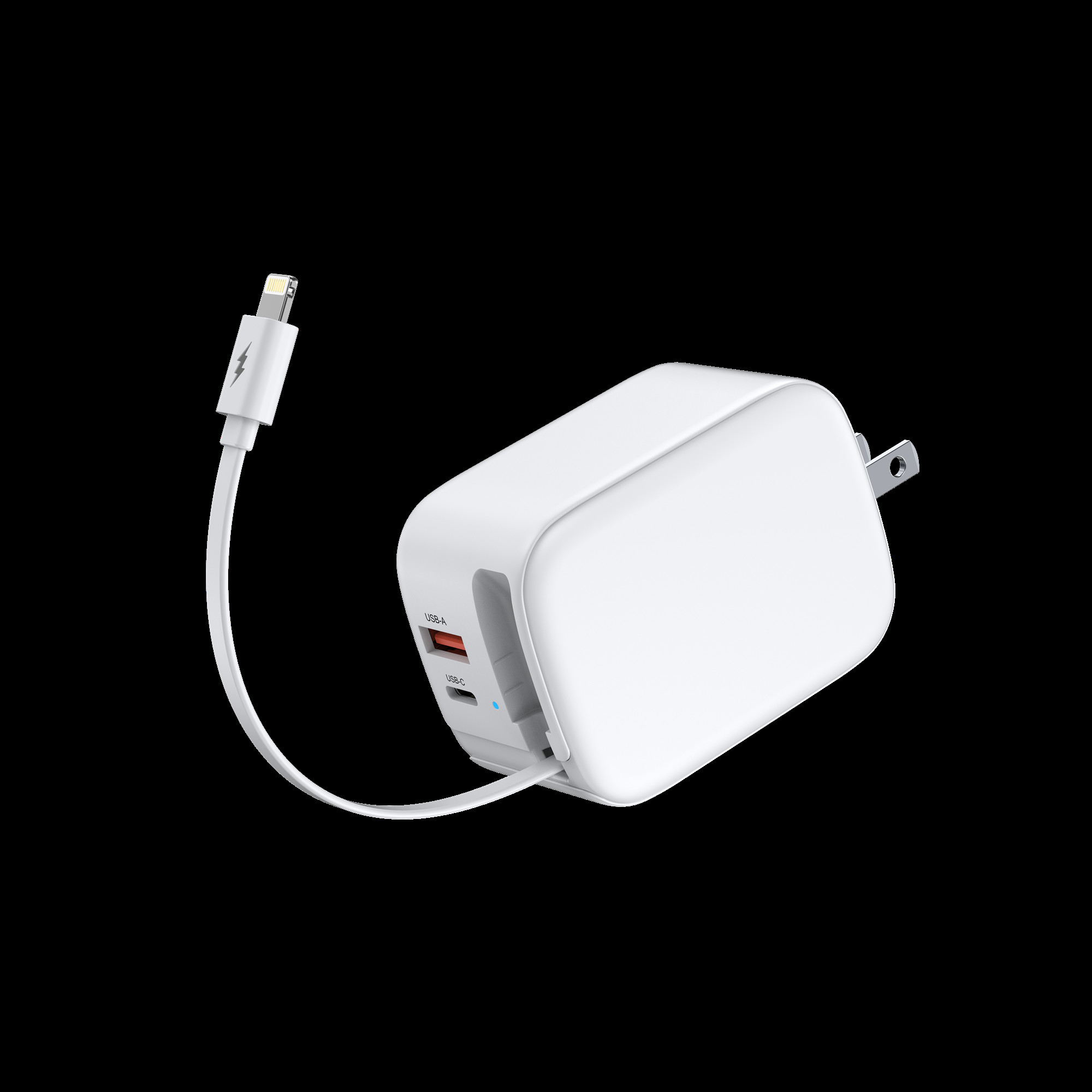 2024 new design product 3in1 Phone GaN Fast Charger 45W 8Pin Ports With Retractable Cables