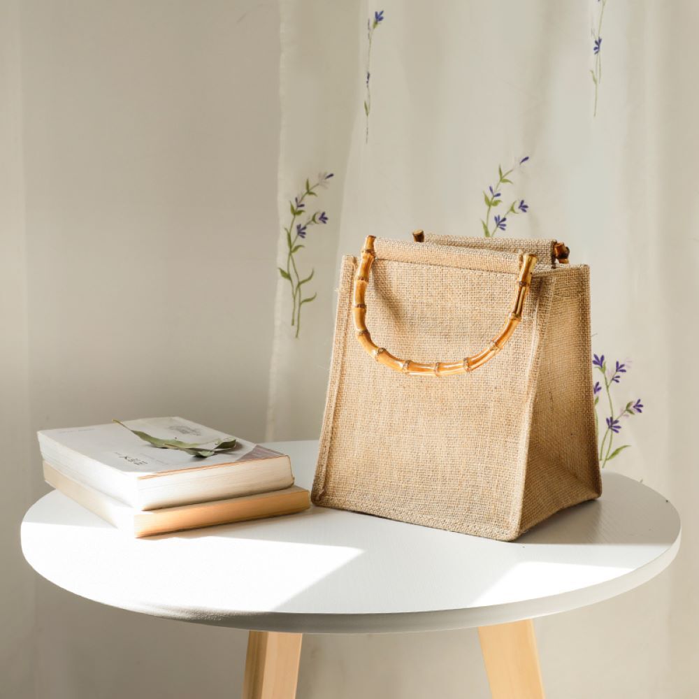 Plastic Bamboo Purses Handles U-Shaped Handbag Handles For Bag Making With Gold Metal Buckle Burnt Color