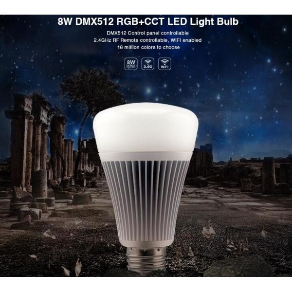 China Milight Wifi 8W DMX512 RGB+CCT LED Light Bulb 2.4G RF All color RGB with dual white 3000k to 6000K led bulb with APP on sale China Milight Wifi 8W DMX512 RGB+CCT LED Light Bulb 2.4G RF All color RGB with dual white 3000k to 6000K led bulb with APP on sale