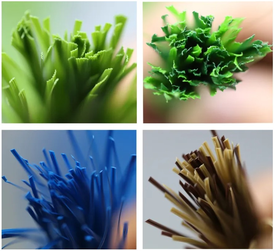 Green Artificial Grass Yarn Thread Fiber Colorful PE PP Synthetic Turf Material
