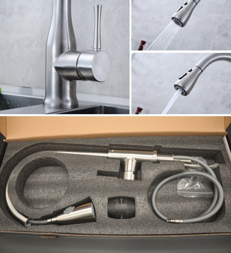 360 Swivel Deck Mounted Silver Kitchen Faucets Tap Hot Cold Mixer Single Handle