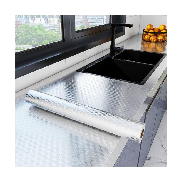 Peel Stick Metallic Wallpaper Aluminum Foil Contact Paper Anti Oil Kitchen
