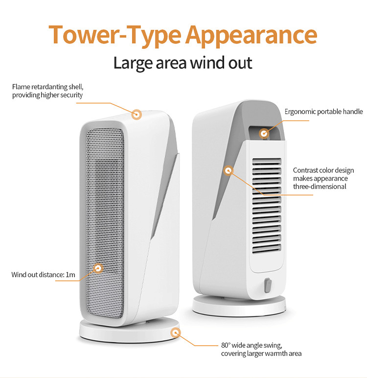 IP44 Ceramic PTC Heating Desktop Heater Fan With Over Heating Falling Protection