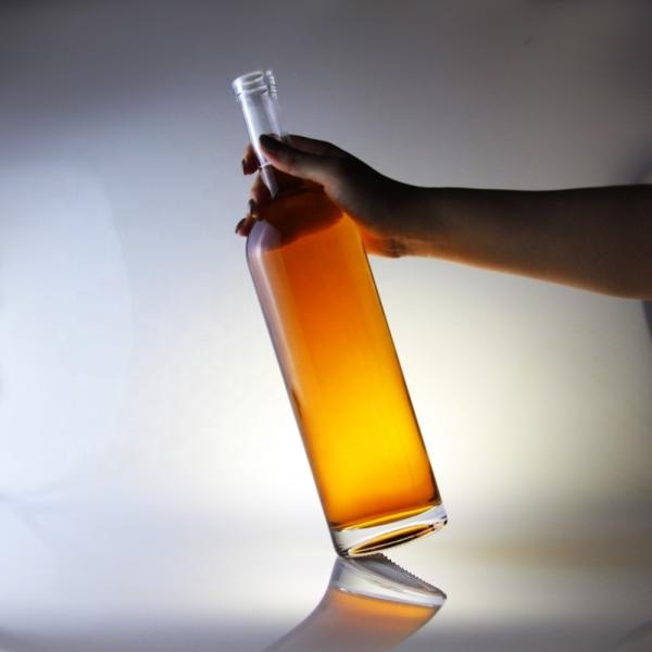 Glass Liquor Bottle Round 75cl Bottle For Cork Cap Type 1000ml 1750ml Collar
