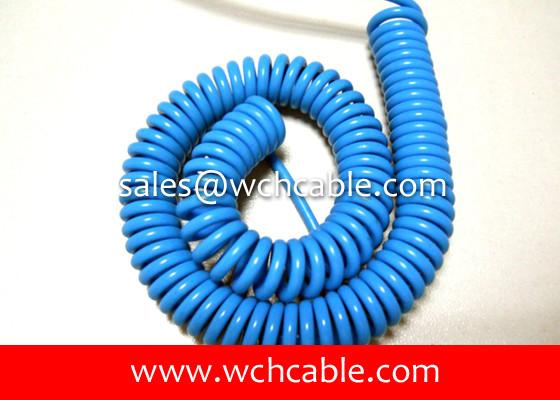 UL20280 (26AWG) 8 Conductors Oil Resistant TPU Spiral Cable Blue Jacket with