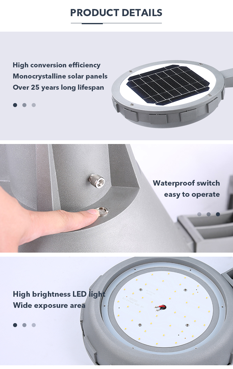 20w 30w 40w High Pole Led Solar Lights Outdoor Waterproof With Polycrystalline Solar Panel