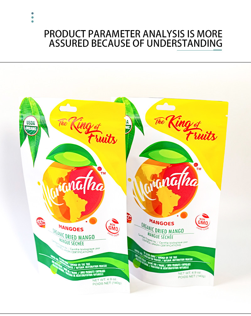 Food Packaging Bag Manufacturer Customized Pet Aluminized Zipper Bag High Quality Dried Mango Snack Packaging