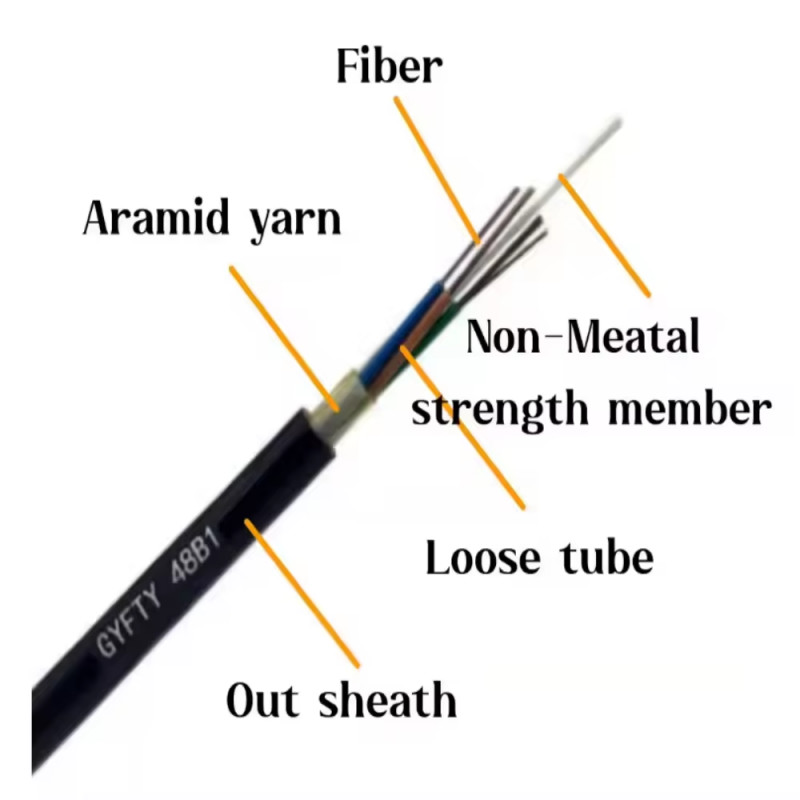 24 48 72 96 144 Core Single Mode G652D G657A1GYFTY Fiber Optic Cable Outdoor Aerial Fiber Cable With FRP Wholesale Price