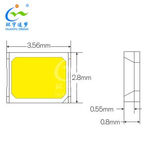 Compact 2835 SMD LED Chip 1W 3V 6V 6500K High Output Lumens