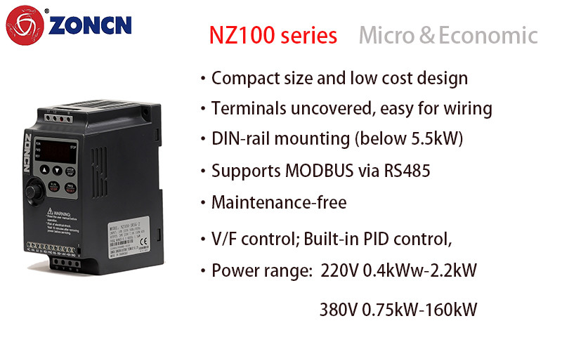 Variable Frequency Low Voltage Inverter 0.4KW 0.75KW 1.5KW 2.2KW