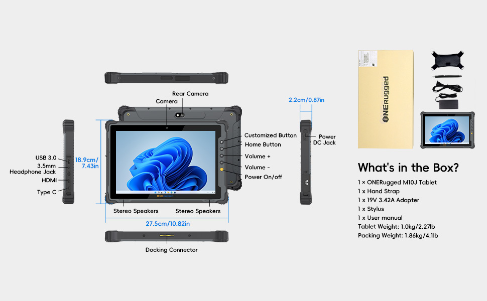 10-Inch Tablet PC with Barcode Scanner SIM Vehicle RS232 Multimedia NFC RJ45 Rugged PC